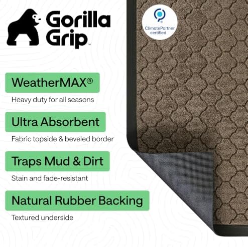 GORILLA GRIP WeatherMAX Door Mat, Indoor Outdoor, 58x34, Beige Quatrefoil - Image 2