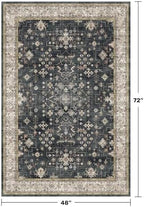 Boho Washable 4x6 Entryway Rug - Non-Slip Low Pile Geometric Area Rug for Living Room, Large Kitchen, Bedroom, Office - Ultra Soft Dark Modern Aesthetic Decor, Black & Multi - Image 2