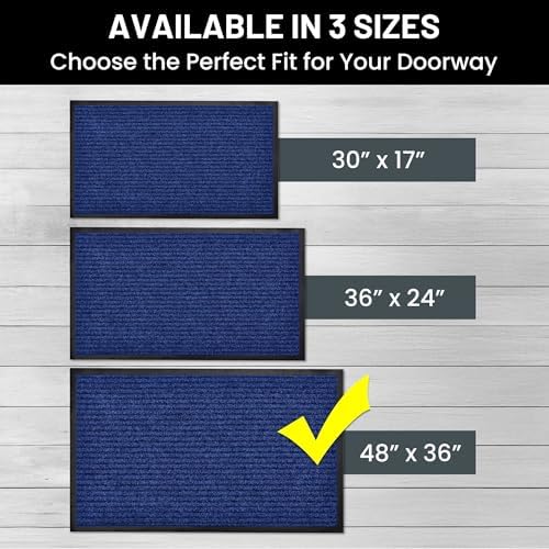 Front Door Mat Indoor Outdoor Welcome Entryway Entrance Doormat, 48x36 Blue - Image 5