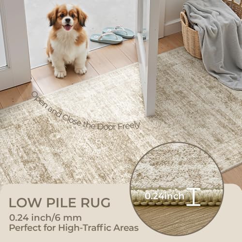 3x5 Oval Rug for Bedroom,Washable Area Rug,Brown - Image 6
