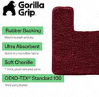 GORILLA GRIP Chenille Bath Rug Mat for Square Toilet Base, 24x19 Burgundy - Image 3