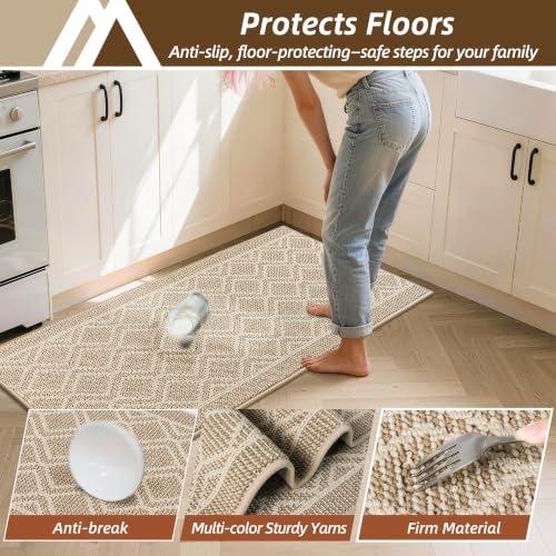 COSY HOMEER Kitchen Rugs Sets of 2 Non-Slip Washable,24”x35“+24”X60“ - Image 5