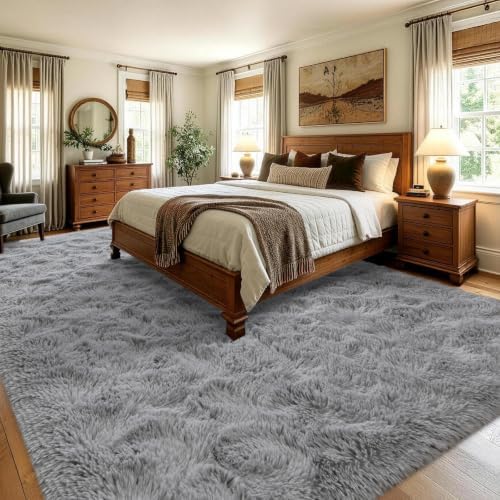 7x10 Large Grey Fluffy Soft Area Rug Non-Slip for Living Room Bedroom - Image 4