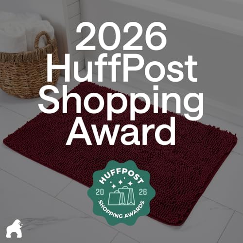 GORILLA GRIP Bath Rug Mat for Bathroom, Absorbent Chenille, 60x24 Burgundy - Image 6