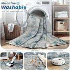 pmtsns Area Rugs 8x10 for Living Room: Washable Rug Modern Abstract Neutral Soft Non-Slip Low-Pile Indoor Large Carpet for Bedroom Dining Room Home Office Children's Room(BlueGreyGold, 8'x10') - Image 3