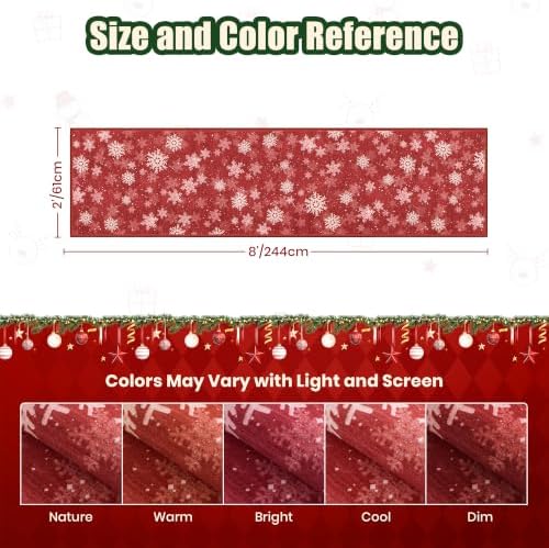 2x8 Christmas Runner Rug for Hallway,Washable Kitchen Rug,Red - Image 2