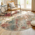 RELEANY Washable Round 8ft Area Rug for Living Room Rustic Brown by RELEANY