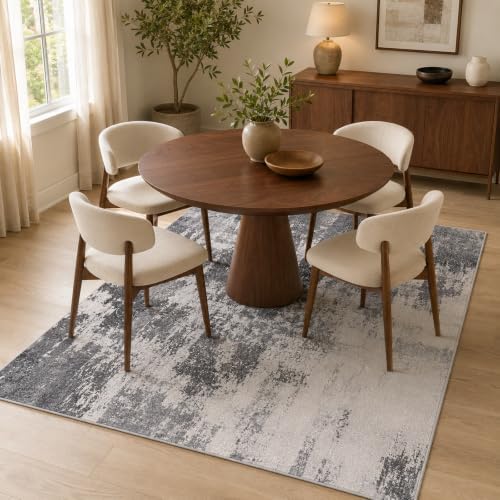 Area Rug 4x6 Dark Grey Rug Washable Boho Rugs Non Slip Low Pile Abstract Small Carpet for Entryway, Bedroom, Kitchen, Classroom, Kids Room, Office, Dorm, Dining Room - Image 4