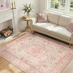 RELEANY Washable Area Rug, 4'x6', Pink/Light Vintage Pink - Image 2