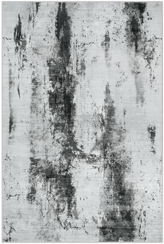 2'6''x8' Runner Rugs Washable Rug: Modern Abstract Black White Grey Carpet - Image 2