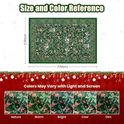2x3 Christmas Rug,Small Washable Entryway Rug Non Slip,Green - Image 2