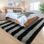4x6 Black and Grey Fluffy Soft Area Rug Non-Slip for Bedroom Living Room - Image 3