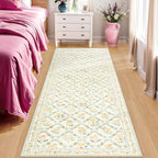 PLHXFR 2.6x8 Washable Runner Rug：Floral Indoor Kitchen Carpet Beige Multi - Image 2