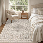 4x6 Area Rugs Living Room: Washable Rug for Bedroom Brown Beige - Image 3