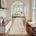 Madane Washable Runner Rugs 2x12 Long for Hallway Kitchen Soft, Beige/Blue - Image 4