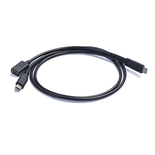 Yinziha Type C Male to Type C Male and Female Charging Cable Sound Card Connection Wire for Live Streaming and Mobile Devices