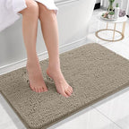 OLANLY Small Bathroom Rugs 24x16, Extra Soft Absorbent Chenille Bath Rugs, Rubber Backing Quick Dry, Machine Washable Bath Mats for Bathroom Floor, Tub and Shower, Home Decor Accessories, Warm Taupe by OLANLY