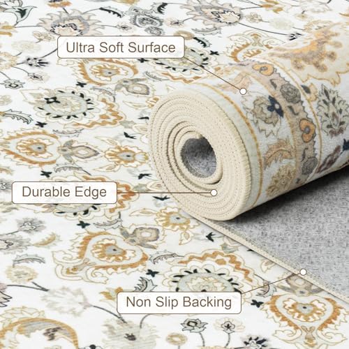 Round Area Rug for Living Room: 6ft Washable Rug for Bedroom Beige - Image 6