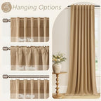 Guken Extra Long 100% Blackout Linen Curtains 120 Inches Camel Brown - Image 6