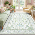 RELEANY Washable Area Rug, 6'x9', Green/White/Blue by RELEANY