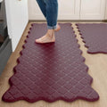 Arenarug Upgrade Scalloped Kitchen Mats for Floor 2PC, Red Kitchen Rugs by ArenaRug