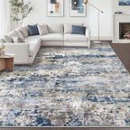 pmtsns Area Rugs 8x10 for Living Room: Washable Rug Modern Abstract Neutral Soft Non-Slip Low-Pile Indoor Large Carpet for Bedroom Dining Room Playroom Home Office (Blue Grey Brown, 8'x10') by pmtsns