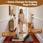Veken Non Slip Cushioned Rug Pad Gripper, Felt and Silicone Backing, 2.5 x 9 Ft, 1/8" Thick Runner Carpet Liner Protector Mat for Area Rugs and Hardwood Floors, with 99 Pcs Anti-Slip Strips Pattern - Image 2