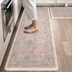 Collive Kitchen Rugs Sets of 2 Non Slip, Blush Anti Fatigue Kitchen Mats by Collive