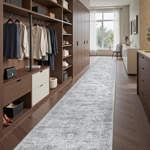2'6 x 14' Runner Rug Non Slip,Washable Kitchen Rugs,Grey - Image 5