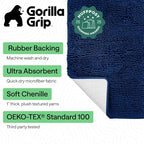GORILLA GRIP Bath Rug Mat for Bathroom, Absorbent Chenille 24x17 Royal Blue - Image 2