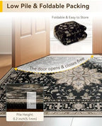 RELEANY Washable Area Rug, Runner 3'x12', Black/Neutral - Image 5