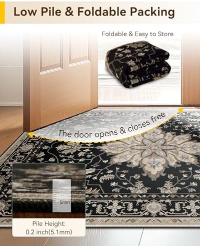 RELEANY Washable Area Rug, Runner 3'x20', Black/Neutral - Image 5
