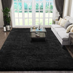 Ophanie Black Rugs for Living Room, Fluffy Furry Shaggy Fuzzy Area Rug, 5x8 Carpets for Bedroom Shag Plush Soft Large, Kids Home Decor Aesthetic with Over 99 pcs Pile fibers by Ophanie