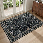 2x3 Area Rugs Living Room: Washable Vintage Rug for Bedroom Black by EXPEDIX