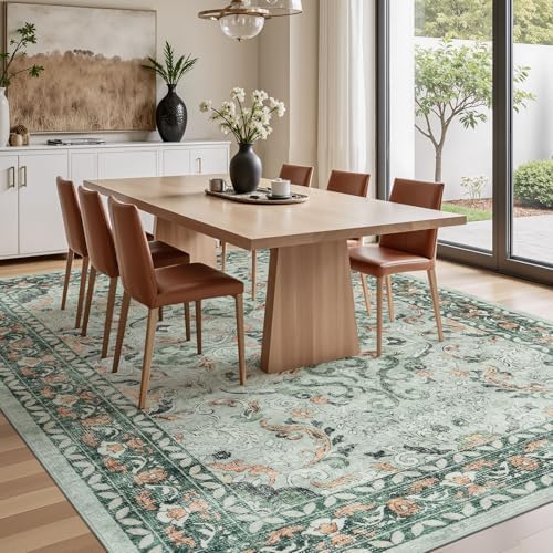 5x7 Area Rugs for Living Room Bedroom, Washable Non-Slip Rug, Sage Green - Image 2
