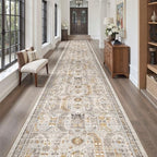 Madane Hallway Runner Rug 3x20 Washable Kitchen Runners 20ft, Brown/Gold - Image 4