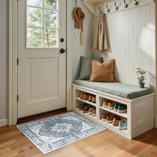 RELEANY Washable Area Rug, Small 2'x3', Grey/White/Beige - Image 5