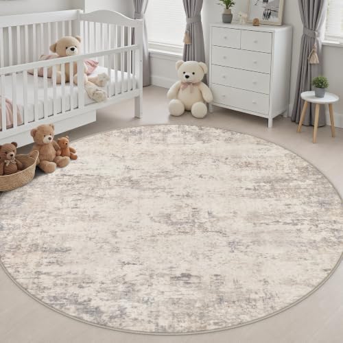 Round Area Rug Living Room: 8 ft Modern Washable Indoor Carpet - Image 5