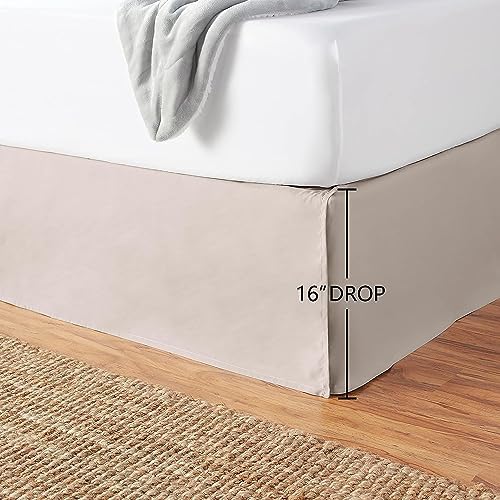 Amazon Basics Lightweight Pleated Bed Skirt, Wrinkle and Fade Resistant, Machine Washable, Queen, Taupe - Image 5