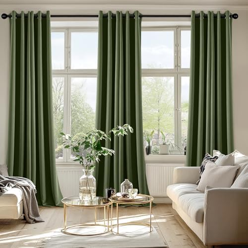 MIULEE Blackout Curtains for Bedroom 2 Panels 40 x 90 Inch Long Olive Green - Image 6