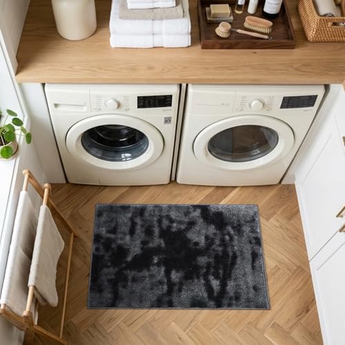 2x3 Tie-dye Dark Grey Area Rug Washable Non-Slip for Entryway Front Door - Image 4