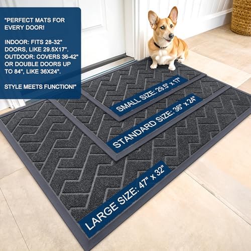 OLANLY Front Door Mat Outside 71x47, All-Season Absorbent Rubber Doormat - Image 2