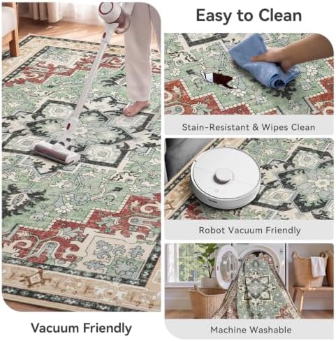 Lofus 9x12 Area Rugs for Living Room and Bedroom, Beige Washable Carpets - Image 5