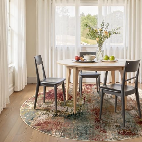 RELEANY Washable Round 6ft Area Rug for Living Room Rustic Brown - Image 2