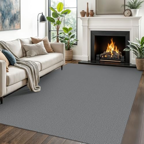 EARTHALL Washable Area Rug, Non Slip Living Room Rug, 5x7 Ft, Dark Gray by Unknown