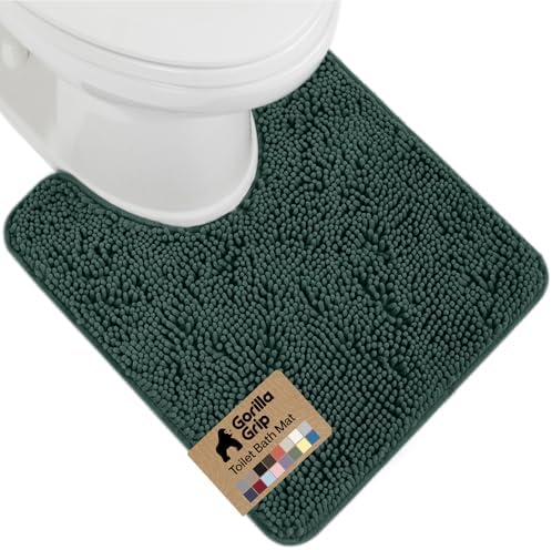 GORILLA GRIP Chenille Bath Rug Mat for Oval Toilet Base, 24x19 Hunter Green by GorillaGrip