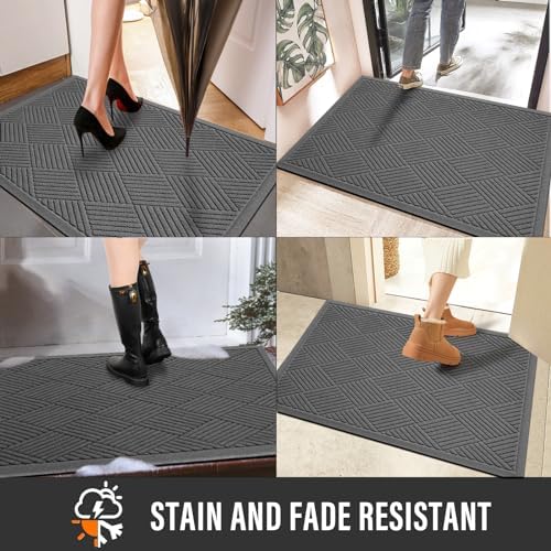 HIYARD Sturdy Front Door Mat, Absorbent Muddy Dirt Resist Welcome Door Mats Outdoor Indoor, Stain and Fade Resistant, Non-Slip Rubber Backing Low Profile Doormat for Entryway, 72×24, Charcoal - Image 5