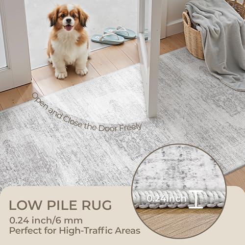 2x10 Runner Rug Non Slip,Washable Hallway Runner Rug,Grey - Image 6