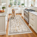 Madane Washable Runner Rug 3x6 Runners for Hallways Non Slip, Brown/Gold by Madane