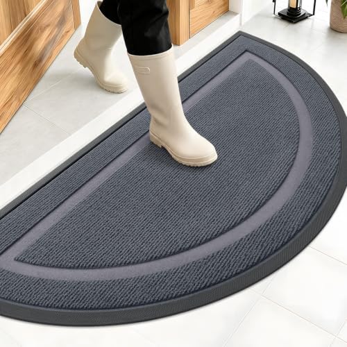 OLANLY Half Circle Front Door Mat Outside 47x23 All-Season Rubber Doormat by OLANLY